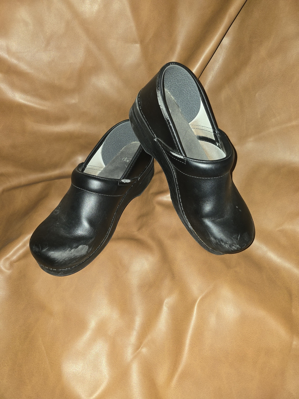 Dansko Size 41 Black Leather Slip-On Clogs